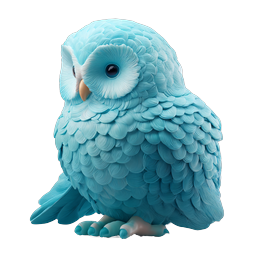 Ícone 3D de Coruja Azul Fofa - Adorável Pássaro em Estilo Clay