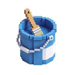 Blue Paint Bucket Voxel Icon - 3D Block Style Design