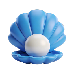 Blue Pearl Seashell 3D Icon - Ocean Treasure Design
