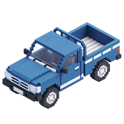 Blue Pickup Truck Isometric Voxel Icon - 3D Pixel Art