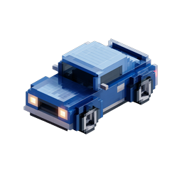 Blue Pixel Car Isometric Icon - Retro Voxel Vehicle Design