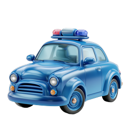 Blue Police Car Icon - 3D Law Enforcement Vehicle