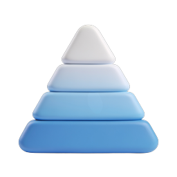 Blue Pyramid Stack Icon - 3D Hierarchy Levels