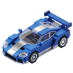 Blue Race Car Icon - Isometric 3D Sports Car Block Design