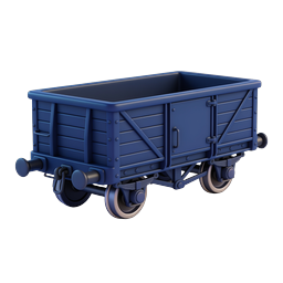 Blue Railway Freight Car Icon - 3D Transport Asset