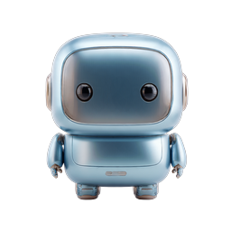 Blue Metallic Robot Character Icon - AI & Tech