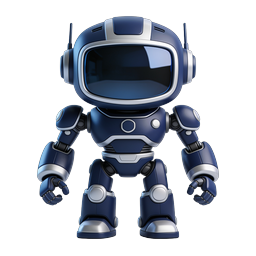 Friendly Blue Robot Character Icon for Tech & AI Projects