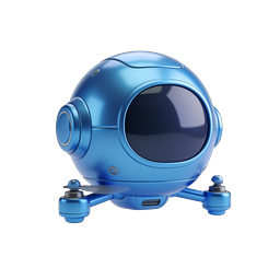 Blue Flying Robot Drone AI Icon - 3D Technology