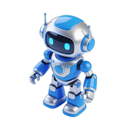Blue Robot AI Assistant 3D Icon for Tech Applications