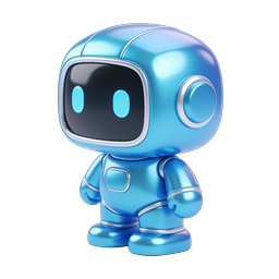 Blue Robot Mascot Icon - Cute 3D AI Character