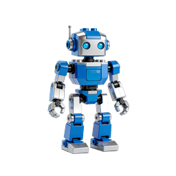青いロボットおもちゃブロックアイコン | テックマスコット
