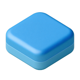 Blue Rounded 3D Box Icon - Realistic Square Container