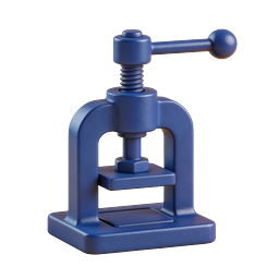 Blue Screw Press Icon - 3D Rendered Industrial Tool