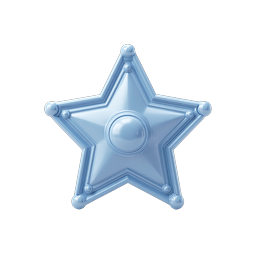 Blue Sheriff Star Badge Icon - Glossy 3D Design