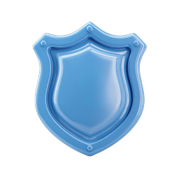 Blue Shield Protection Icon - 3D Glossy Security Symbol