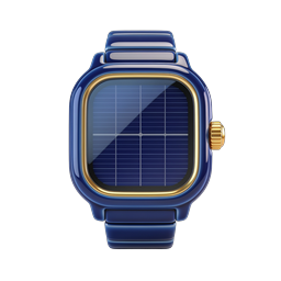 Blue Smartwatch Icon with Solar Display - 3D Tech