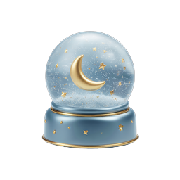 Blauer Schneekugel-Icon mit goldenem Mond und Sternen