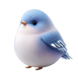 Cute Blue Songbird 3D Icon | Realistic Bird Design