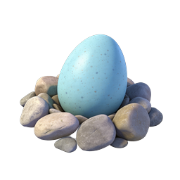 Blue Speckled Egg Nestled in River Stones | 3D Icon