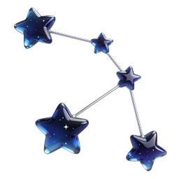 Blue Stars Constellation Icon - 3D Glossy Celestial Design