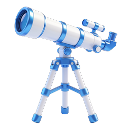 Blue 3D Telescope Icon for Astronomy & Science Apps