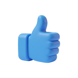 Icône 3D Pouce Levé Bleu - Symbole d'Approbation et de Like