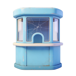 Icono 3D de taquilla azul – diseño de quiosco vintage