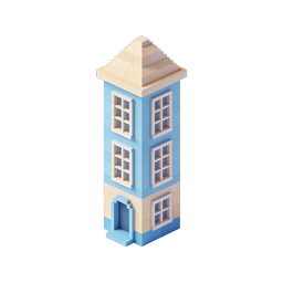 Blue Townhouse Isometric Block Building Icon