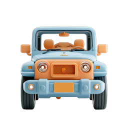 Blue Toy Jeep SUV Icon - 3D Clay Style Vehicle