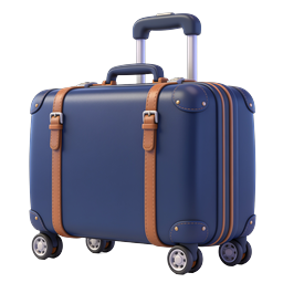 Blue Travel Suitcase Icon | 3D Realistic Luggage