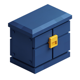 Blue Treasure Chest 3D Isometric Icon for Games