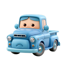 Süßes blaues Cartoon-Pickup-Charakter-Icon