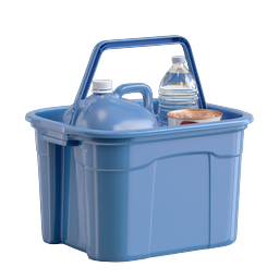 Blue Utility Basket with Groceries Icon - Realistic Style