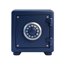 Blue Vault Safe Icon - 3D Security Symbol