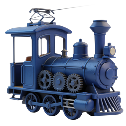 Blue Vintage Toy Train Locomotive 3D Icon