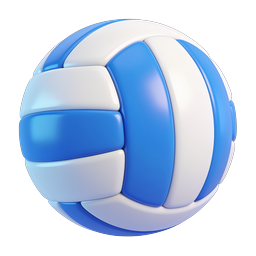 Blue Volleyball 3D Icon - Glossy Sports Design