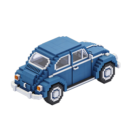 Blue Voxel Car Isometric 3D Icon for Transport Design