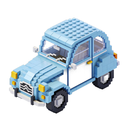 Isometric Blue Voxel Van - 3D Pixel Art Vehicle Icon