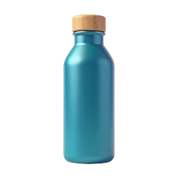 Blue Reusable Water Bottle with Wooden Cap Icon