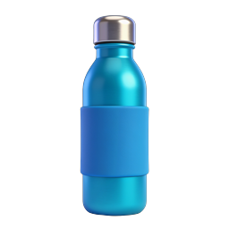 Blue Metallic Water Bottle Icon | Premium Hydration