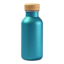 Blue Metal Water Bottle with Bamboo Cap Icon