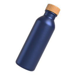 Blue Insulated Water Bottle with Bamboo Cap Icon