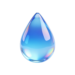 Blue Water Drop Icon | Realistic Glass Droplet 3D Render