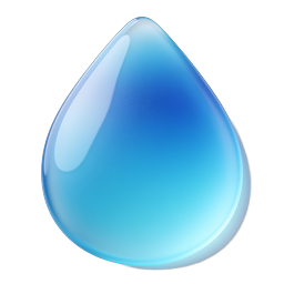 Blue Water Droplet Icon - Realistic 3D Glossy Design