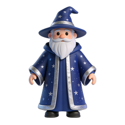 Blue Wizard Character Icon - 3D Fantasy Mage