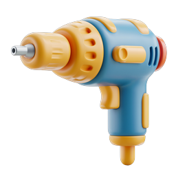 Stylized Blue and Yellow Drill Icon for Home Improvement