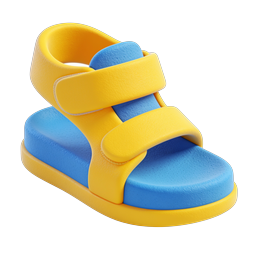 Icono 3D de Sandalia Deportiva Azul y Amarilla | Calzado de Verano
