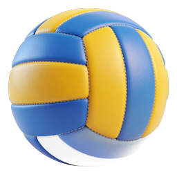 Blue & Yellow Volleyball Sports Icon - 3D Render