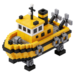 Vibrant Yellow Tugboat Icon for Transport Themes