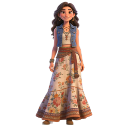 Bohemian Woman 3D Character Icon - Free-Spirited Fashion